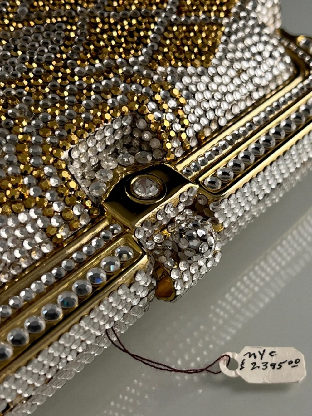 Vintage Crystal Evening Rhinestone Purse Clutch Removable Chain Strap